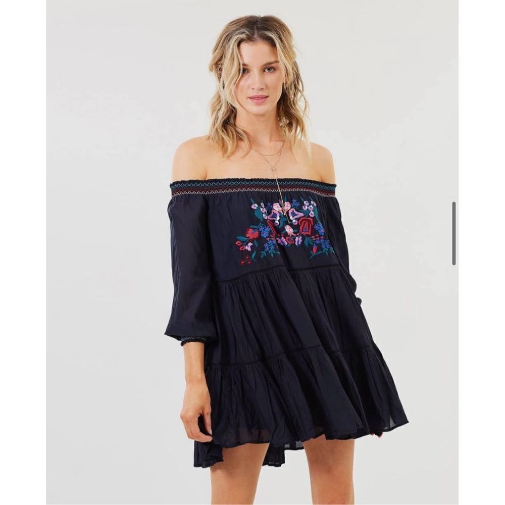Free People Sunbeams Mini Dress Off Shoulder Size Small